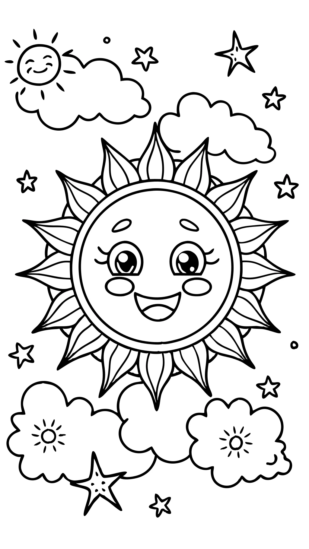 coloring page of the sun